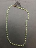 Oval Shaped 5mm Wide Green Jade Beaded 24in Long Necklace