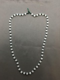 Round 6mm White Jade Beaded 22in Long Necklace