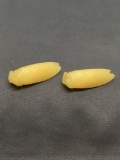 Lot of Two Matched High Polished Asian Style Hand-Carved Moth Motif 32mm Tall 12mm Wide Yellow Jade