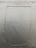 Rope Link 4mm Wide 30in Long Italian Made Sterling Silver Chain