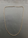 Rope Link 3.25mm Wide 20in Long Italian Made Sterling Silver Chain