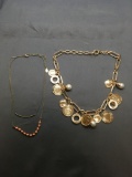Lot of Two Gold-Tone Fashion Necklaces, One Aldo Designer & One Talbots