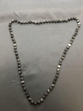 Round 8mm Grey Jasper Gemstone Beaded 32in Long Necklace