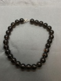 Round 15mm Smokey Topaz Beaded 18in Long Toggle Necklace