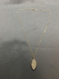 Marquise Shaped 30x15mm 14kt Gold-Filled Pendant w/ 18in Long Chain