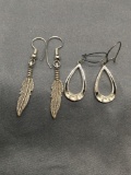 Lot of Two Silver-Tone Pairs of Fashion Earrings