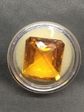 Large Rectangular Checkerboard Faceted 19x17mm Loose Citrine Gemstone