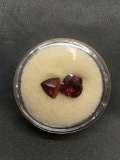 Lot of Three Loose Garnet Gemstones, One Heart Faceted & Two Trillion