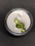 Lot of Four Various Size Pear Faceted Loose Peridot Gemstones