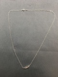 Cable Link 1mm Wide 18in Long Sterling Silver Necklace w/ Leaf Pendant