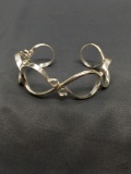 Ribbon Design High Polished 21mm Wide 3in Diameter Sterling Silver Cuff Bracelet