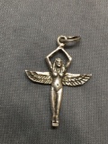Egyptian Goddess Isis Themed 30mm Tall 25mm Wide Sterling Silver Pendant