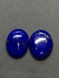 Lot of Two Oval 15x13mm Lapis Gemstone Cabochons