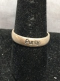 Purity Themed Classic Half Round 5mm Wide Sterling Silver Band