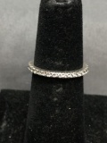 Round Faceted Shared Prong Set CZ Featured 1.5mm Wide Sterling Silver Eternity Band