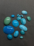 Lot of Polished Various Size Oval Shaped Loose Turquoise Gemstones