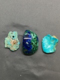 Lot of Three Loose Rough Turquoise Gemstones