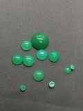 Lot of Polished Various Size Loose Round Green Jade Cabochon Gemstones