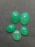 Lot of Polished Various Size Loose Oval Green Jade Cabochon Gemstones