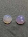 Lot of Two Round Polished Lavender Jade Cabochon Gemstones