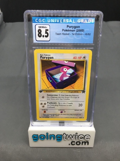 CGC Graded 2000 Pokemon Team Rocket 1st Edition #48 PORYGON Trading Card - NM-MT+ 8.5