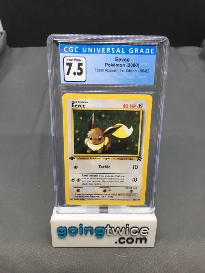 CGC Graded 2000 Pokemon Team Rocket 1st Edition #55 EEVEE Trading Card - NM+ 7.5