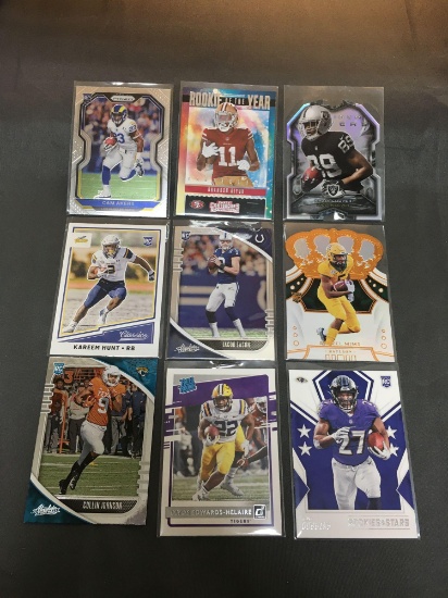 9 Card Lot of FOOTBALL ROOKIE CARDS - Mostly from Newer Sets and Star Players from HUGE Collection