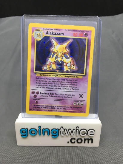 1999 Pokemon Base Set #1 ALAKAZAM Holofoil Rare Trading Card from Recent Collection Find!