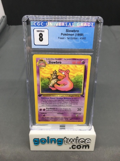 CGC Graded 1999 Pokemon Fossil 1st Edition #43 SLOWBRO Trading Card - NM-MT 8