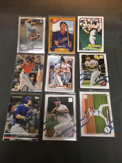 9 Card Lot of BASEBALL ROOKIE CARDS - Mostly from Newer Sets and Star Players from HUGE Collection