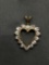 Prong & Channel Set Round Faceted CZ Halo 18mm Tall 17mm Wide Gold-Tone Sterling Silver Heart