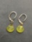 Teardrop Checkerboard Faceted 10x10mm Peridot Gemstone Drop Pair of Sterling Silver Dangle Earrings