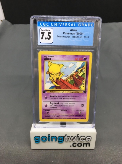 CGC Graded 2000 Pokemon Team Rocket 1st Edition #49 ABRA Trading Card - NM+ 7.5