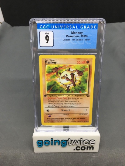 CGC Graded 1999 Pokemon Jungle 1st Edition #55 MANKEY Trading Card - MINT 9