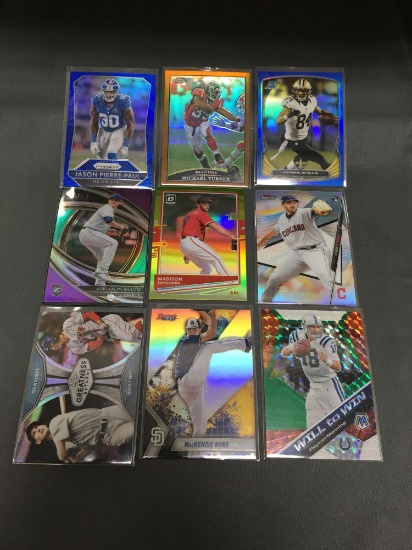 9 Card Lot of REFRACTORS and PRIZMS with Stars and Rookies from Collection