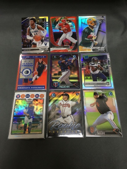 9 Card Lot of REFRACTORS and PRIZMS with Stars and Rookies from Collection