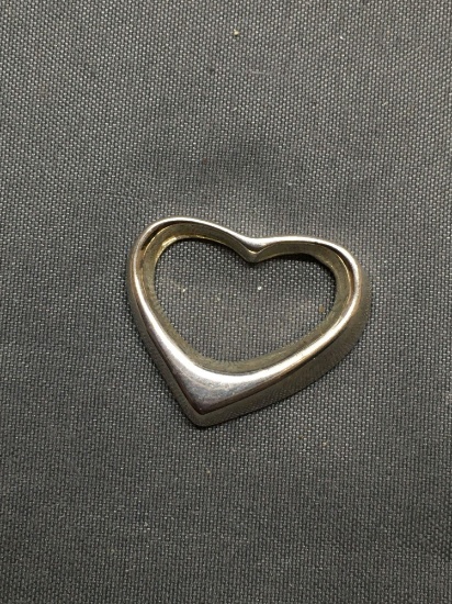 Mexican Made Signed Designer 20mm Tall 22mm Wide High Polished Sterling Silver Heart Pendant