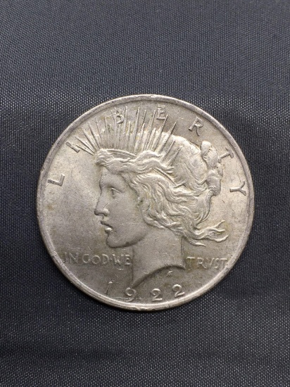 1922 United States Peace Silver Dollar - 90% Silver Coin from Estate