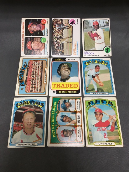 9 Card Lot of Mostly 1970's BASEBALL Star Cards from Huge Closet Find Collection