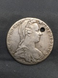 1780 Holed Silver Foreign World Coin - No Research - See Photos