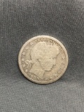 1908-O United States Barber Silver Quarter - 90% Silver Coin from Estate