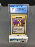 CGC Graded 2000 Pokemon Team Rocket 1st Edition #77 NIGHTLY GARBAGE RUN Trading Card - NM 7