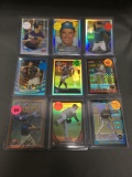 9 Card Lot of BASEBALL REFRACTORS and PRIZMS with Stars and Rookies