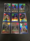 9 Card Lot of BASEBALL REFRACTORS and PRIZMS with Stars and Rookies