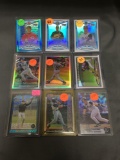 9 Card Lot of BASEBALL REFRACTORS and PRIZMS with Stars and Rookies