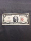 1963 United States Jefferson $2 Red Seal Bill Currency Note from Estate Collection