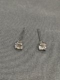 Round Faceted 3mm CZ Center Pair of Sterling Silver Stud Earrings