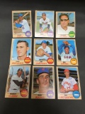 9 Card Lot of 1968 Topps Vintage Baseball Cards from Estate