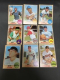 9 Card Lot of 1968 Topps Vintage Baseball Cards from Estate