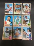 9 Card Lot of 1968 Topps Vintage Baseball Cards from Estate